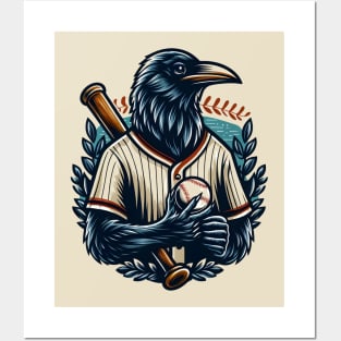 crows play baseball Posters and Art